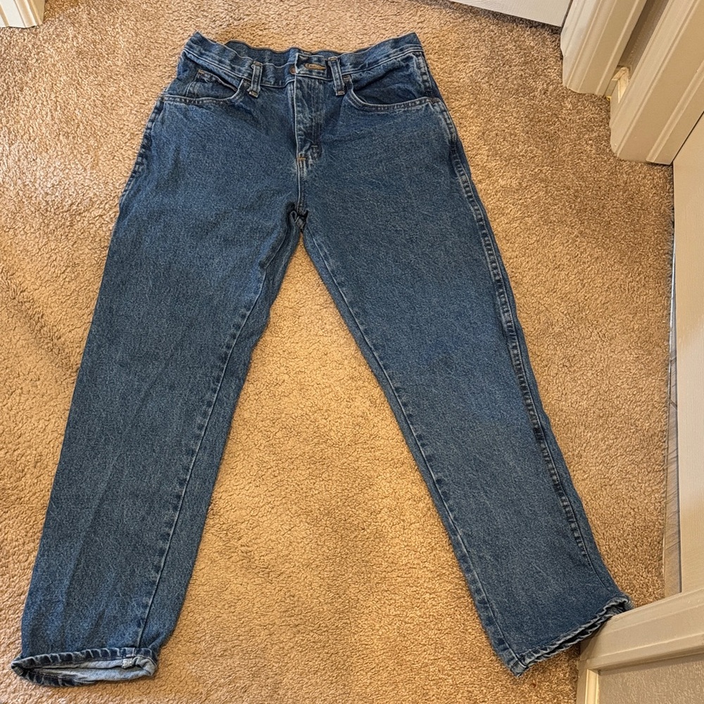 90s Rustler Denim Jeans in Blue with Logo Tab